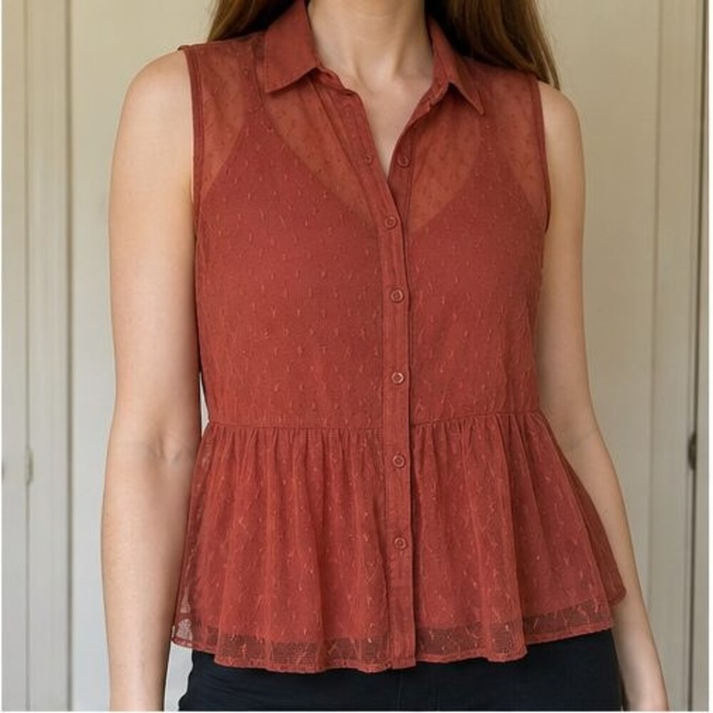 Rust Button Blouse - Picture 2 of 6